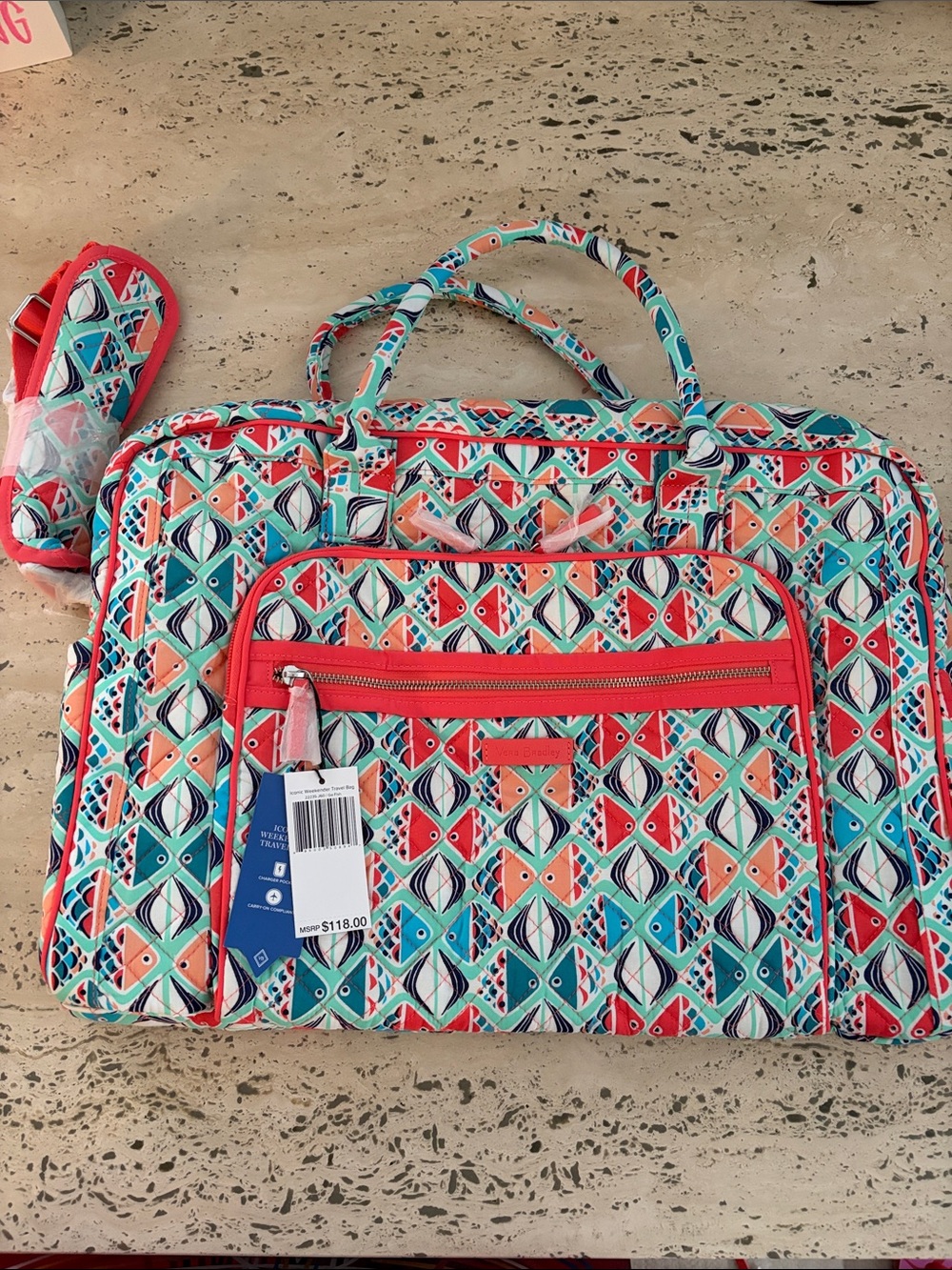 Vera Bradley Iconic Weekender Travel Bag Go Fish